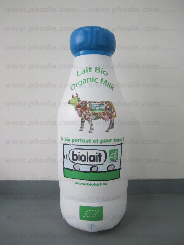 bouteille de lait géante bio lait, structure gonflable personnalisée