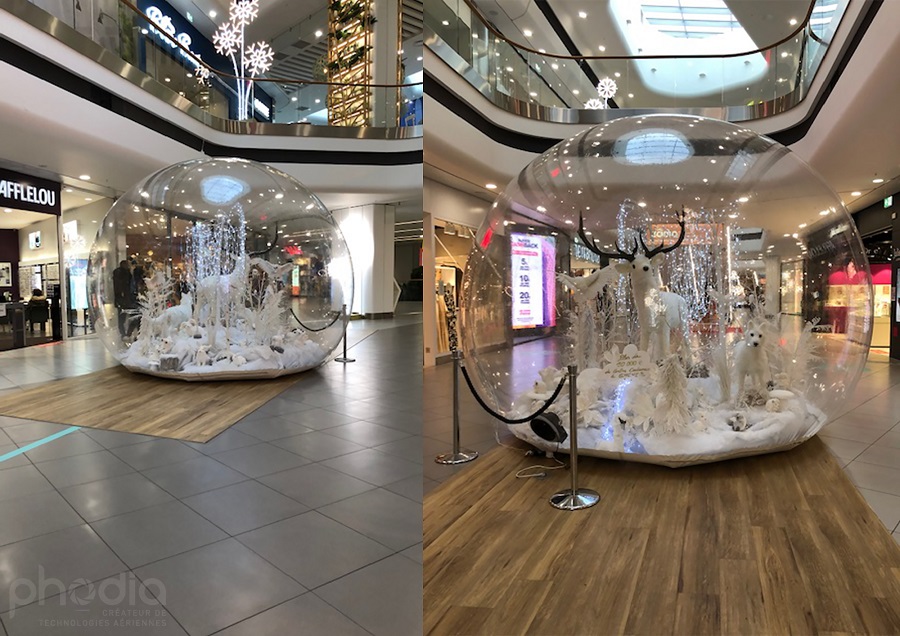 bulle gonflable géante transparente pour décoration centre commercial noel